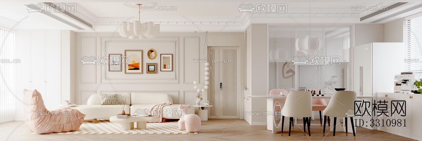 现代客餐厅效果图下载（渲染图2）