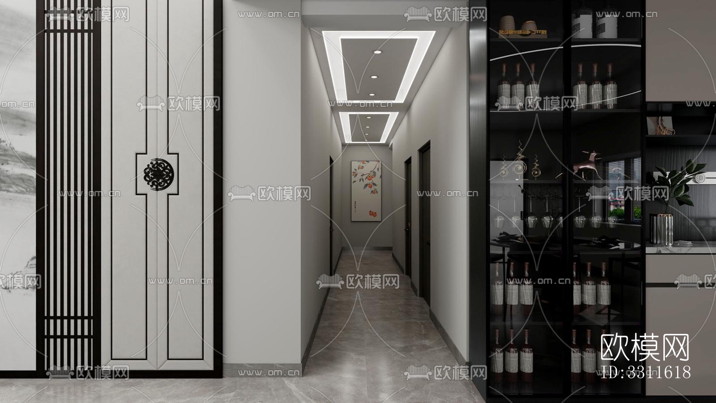 现代客餐厅效果图下载（渲染图5）