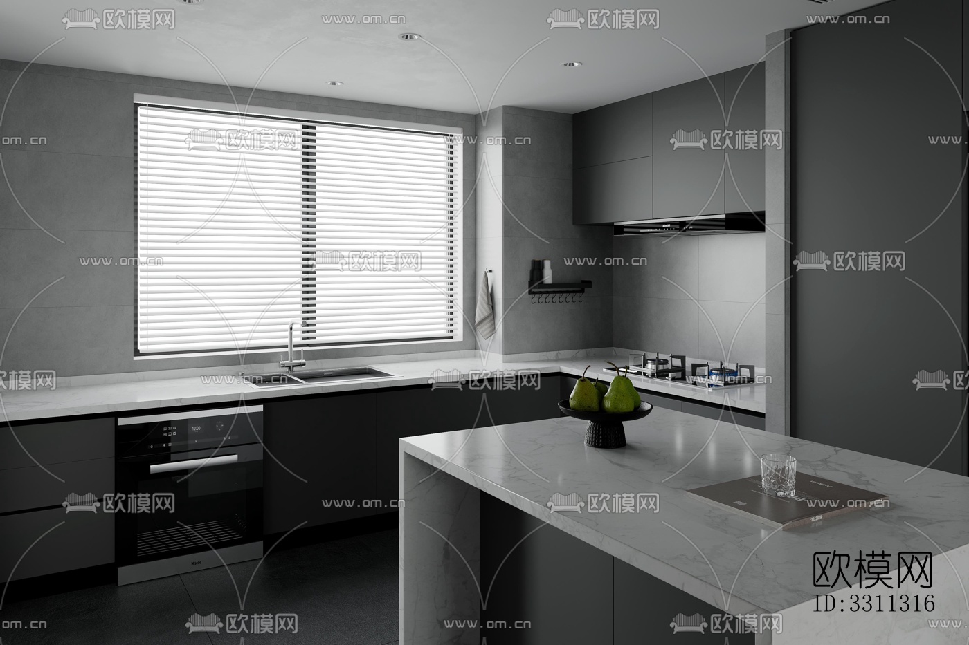 现代客餐厅效果图下载（渲染图3）