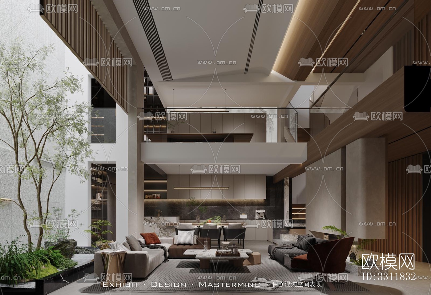 现代客餐厅效果图下载（渲染图5）