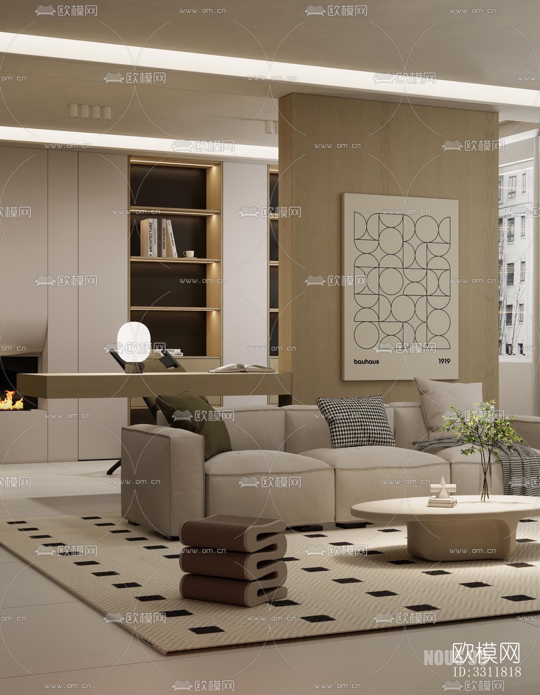 现代客餐厅效果图下载（渲染图5）