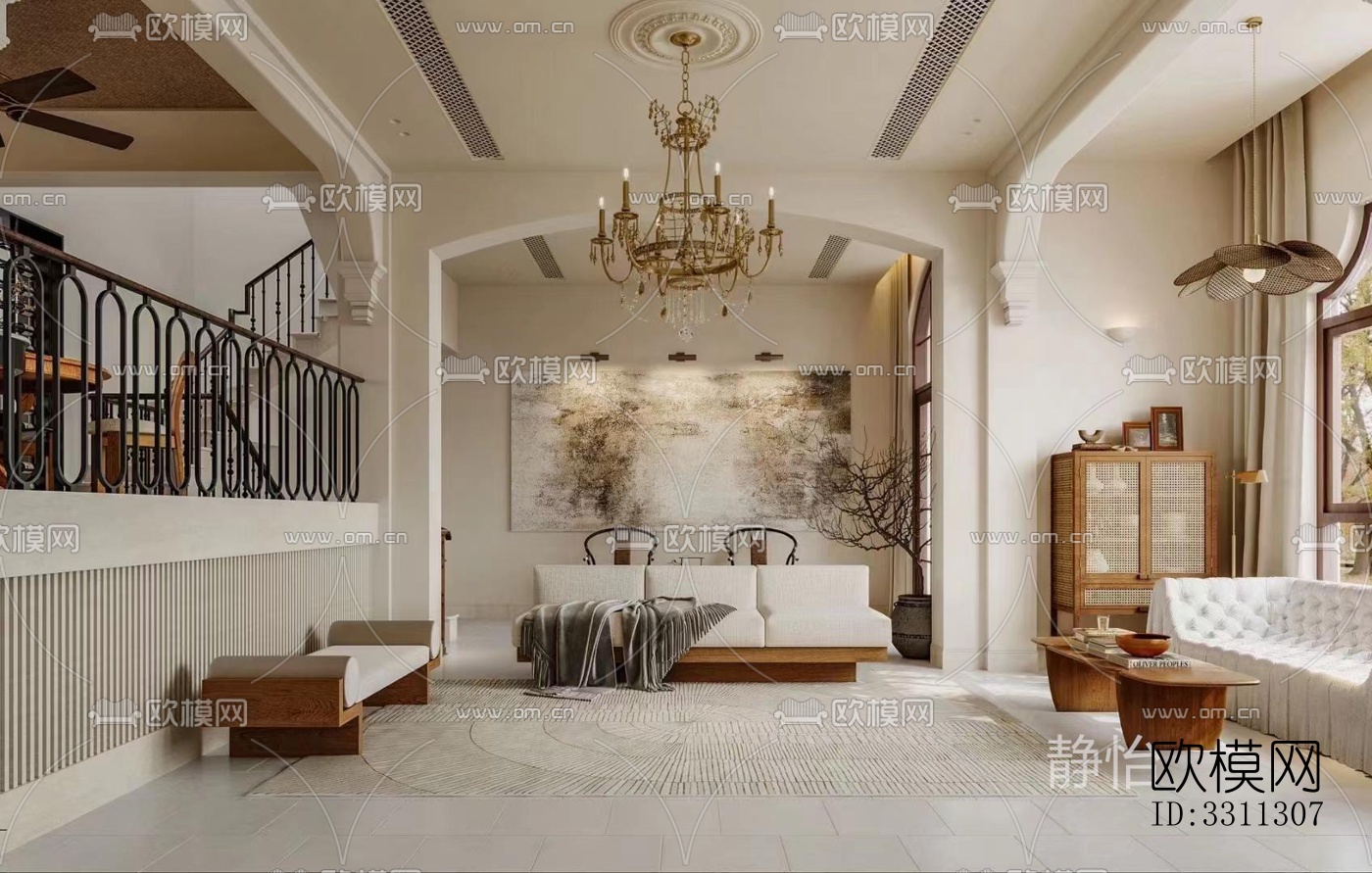 现代客餐厅效果图下载（渲染图3）