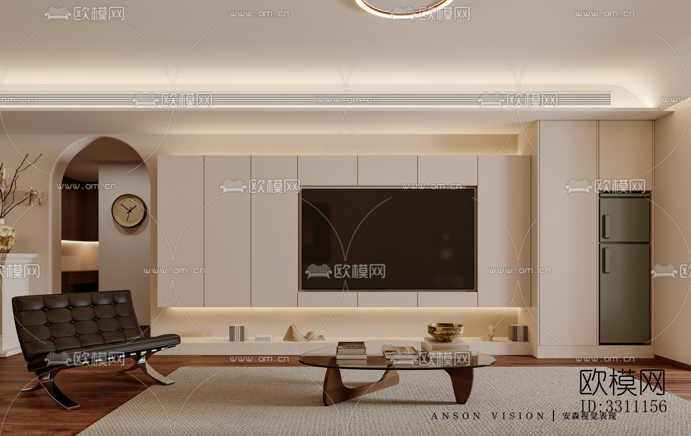 现代客餐厅效果图下载（渲染图3）