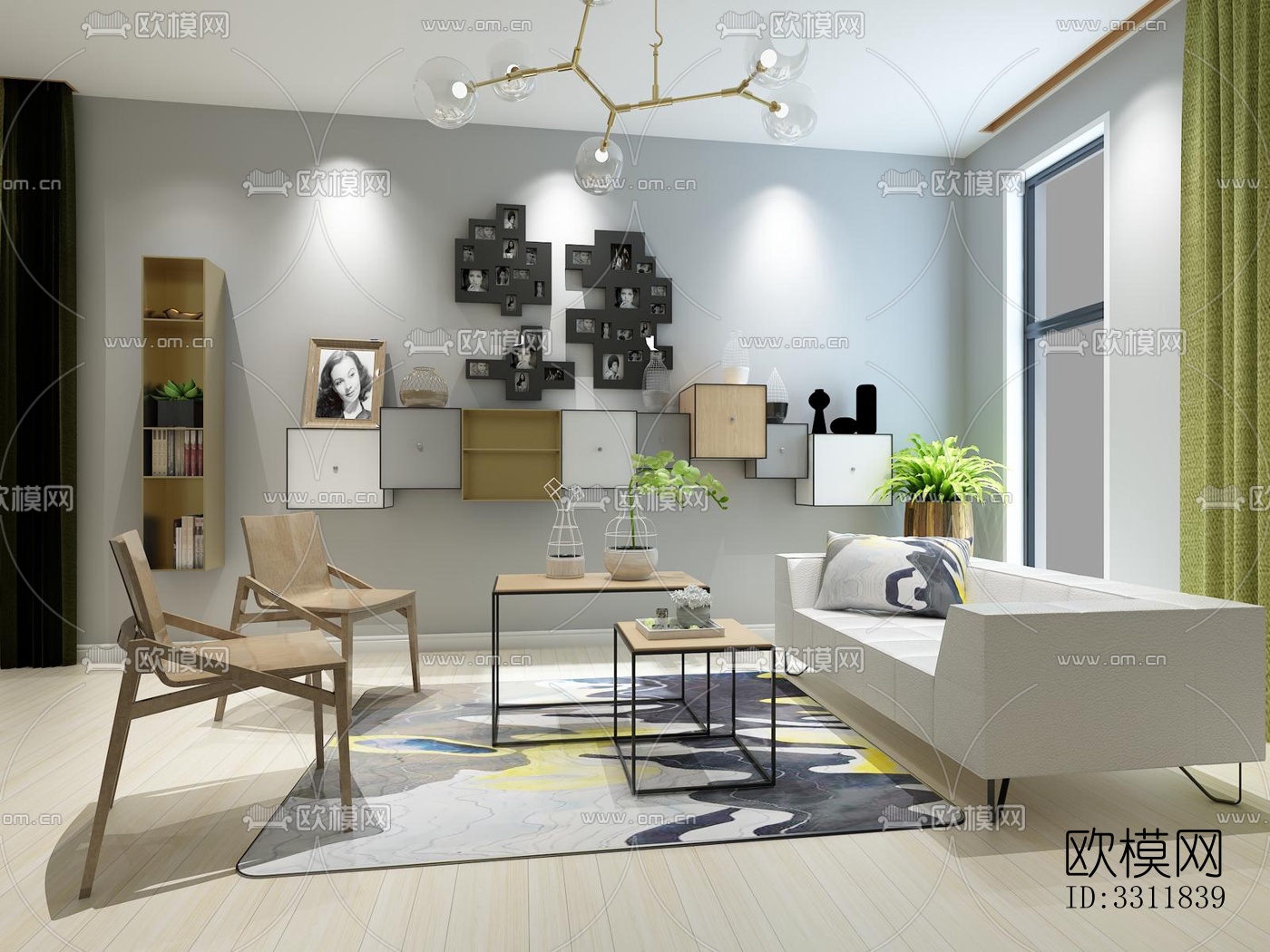 现代客餐厅效果图下载（渲染图3）