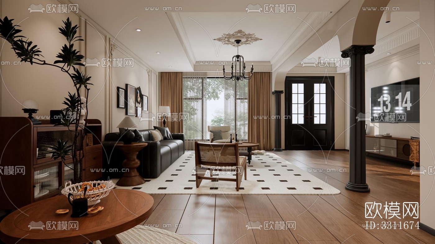 现代客餐厅效果图下载（渲染图5）