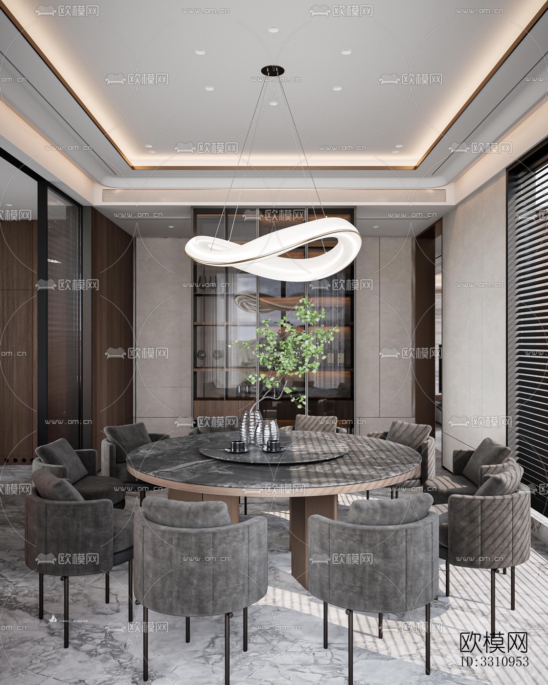 现代客餐厅效果图下载（渲染图9）