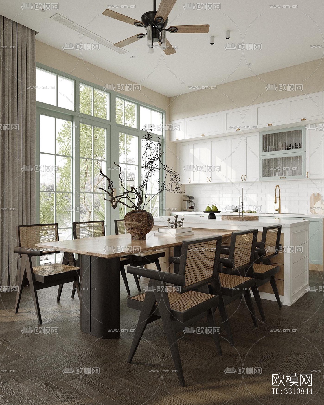 现代客餐厅效果图下载（渲染图9）