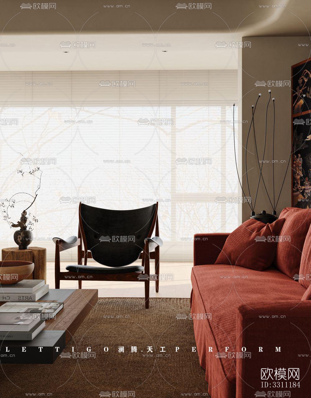 现代客餐厅效果图下载（渲染图5）