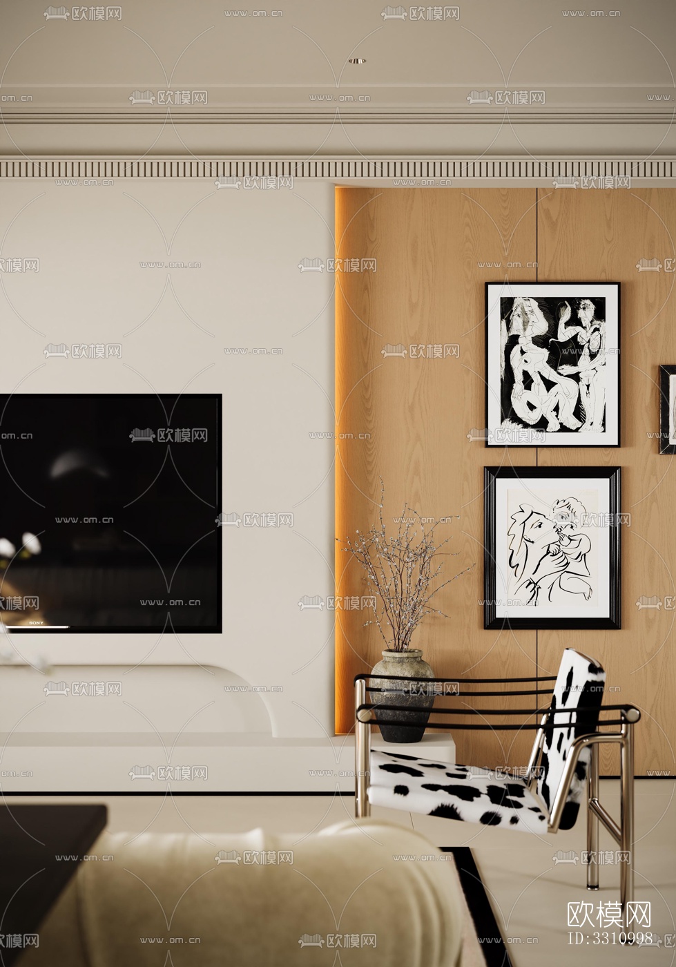 现代客餐厅效果图下载（渲染图1）