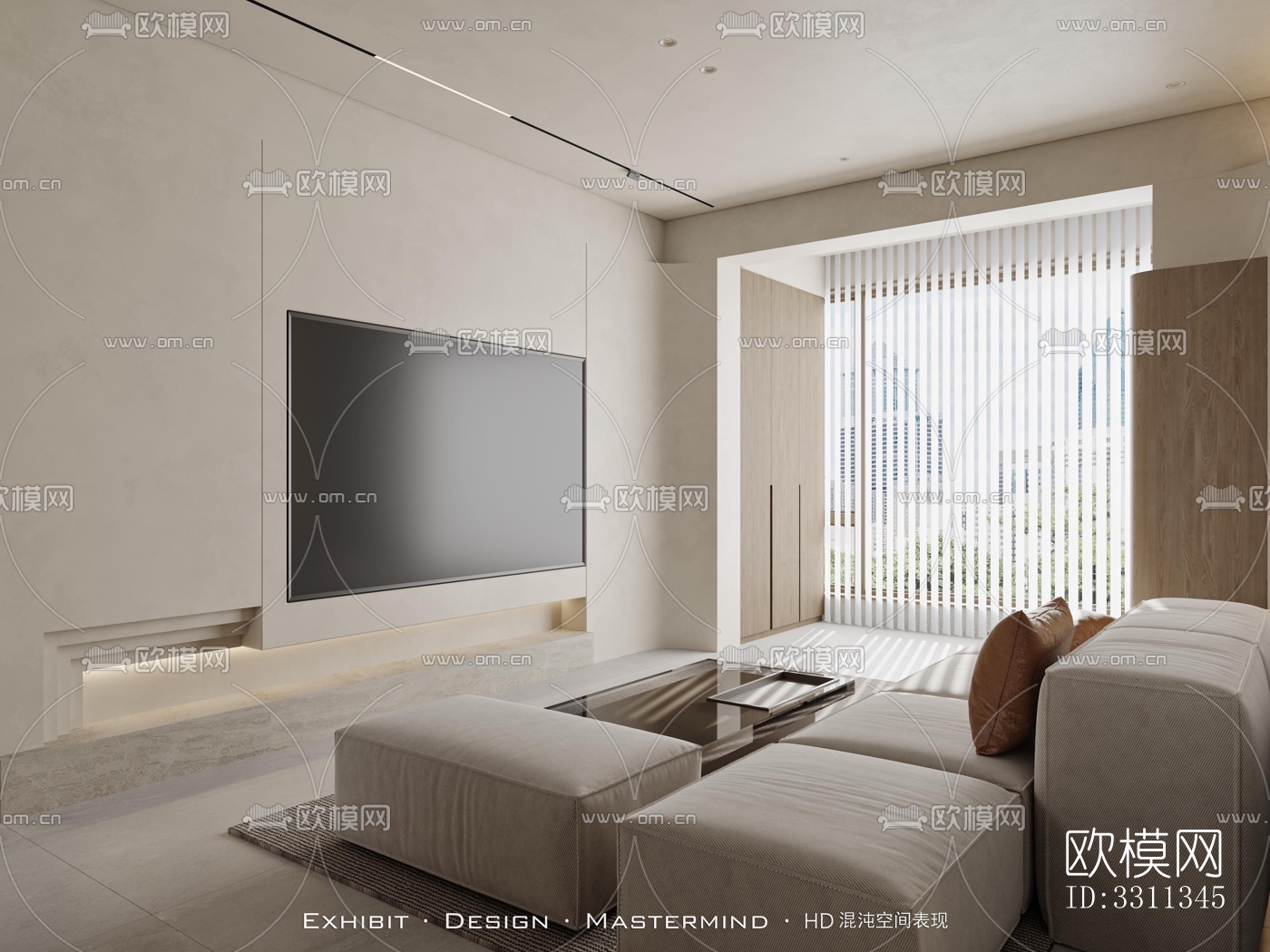 现代客餐厅效果图下载（渲染图1）