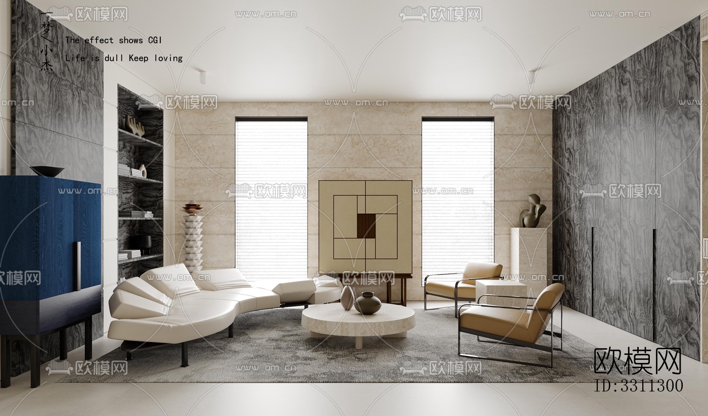 现代客餐厅效果图下载（渲染图9）