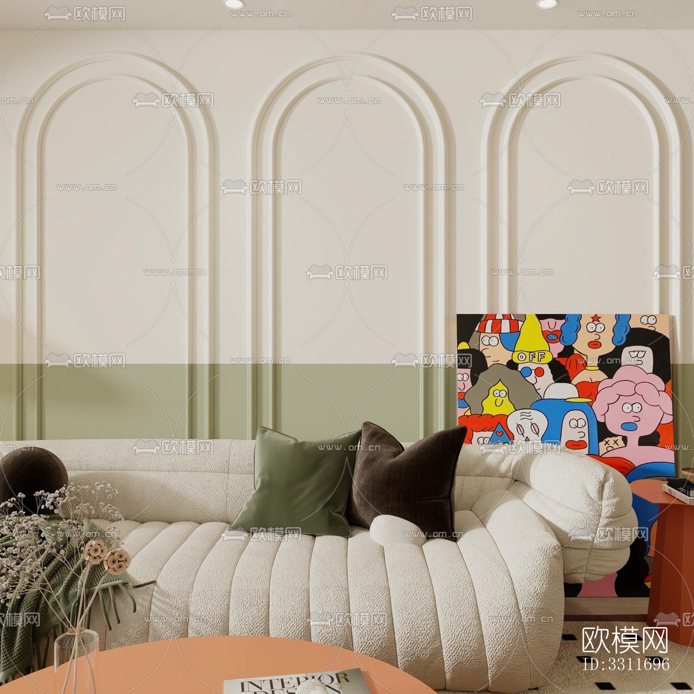 现代客餐厅效果图下载（渲染图1）