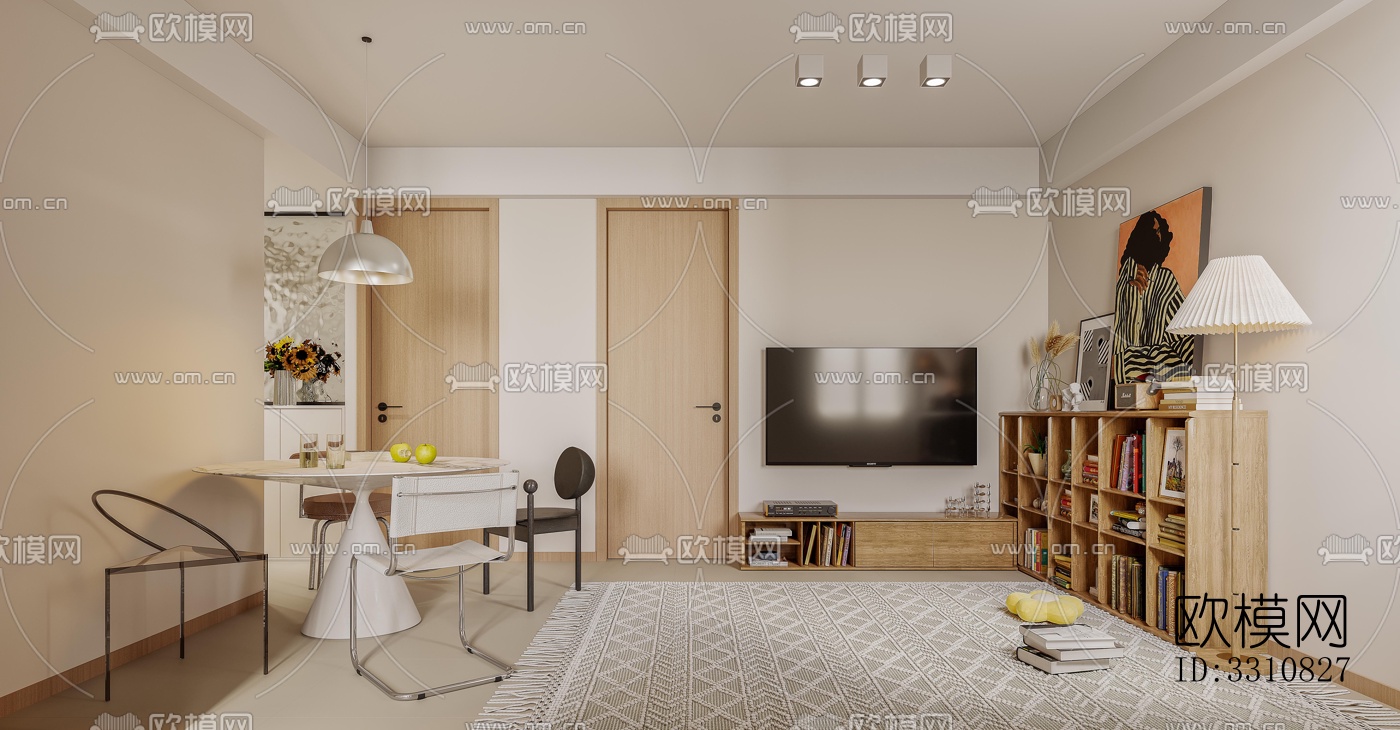 现代客餐厅效果图下载（渲染图4）