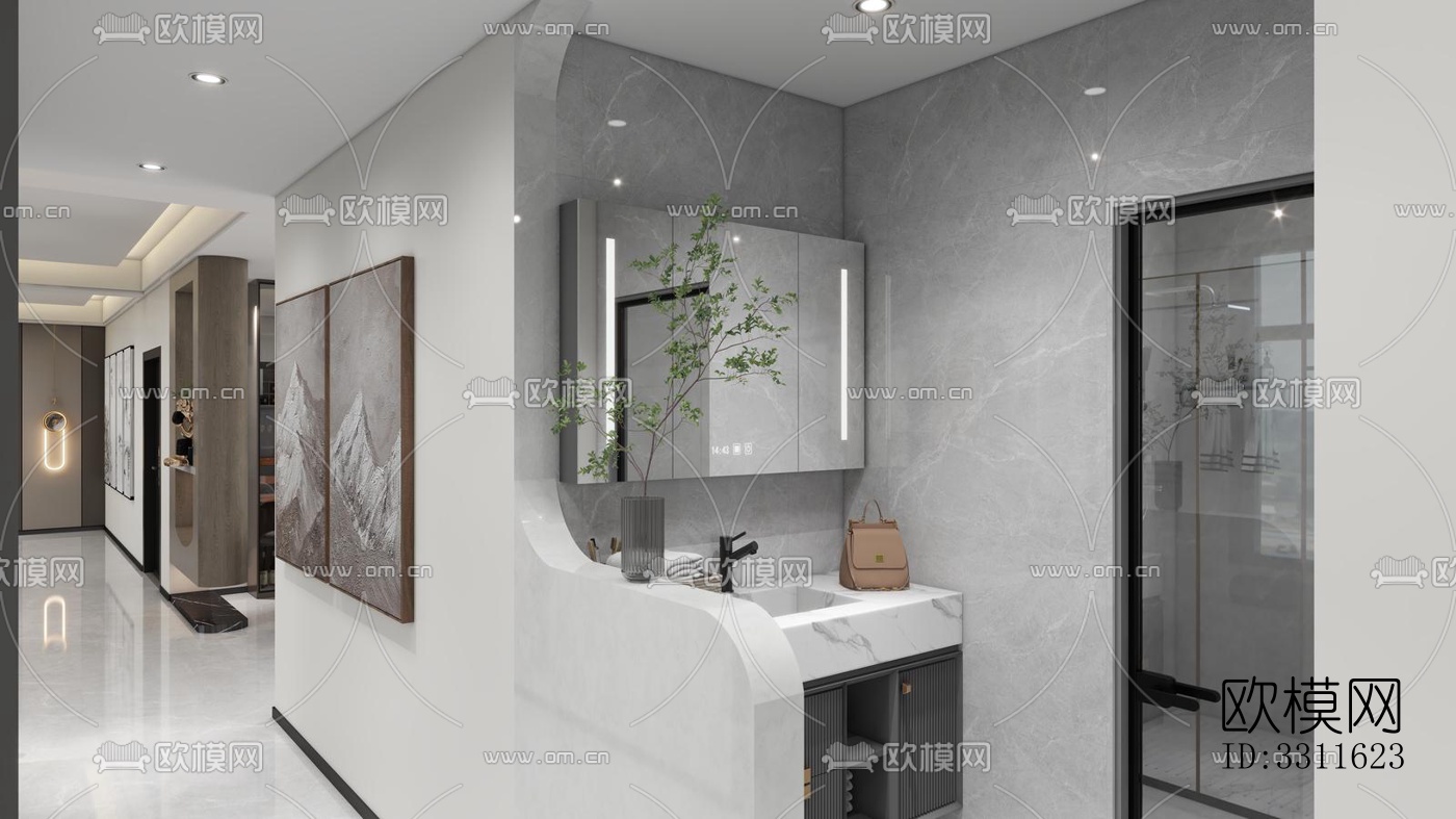 现代客餐厅效果图下载（渲染图4）