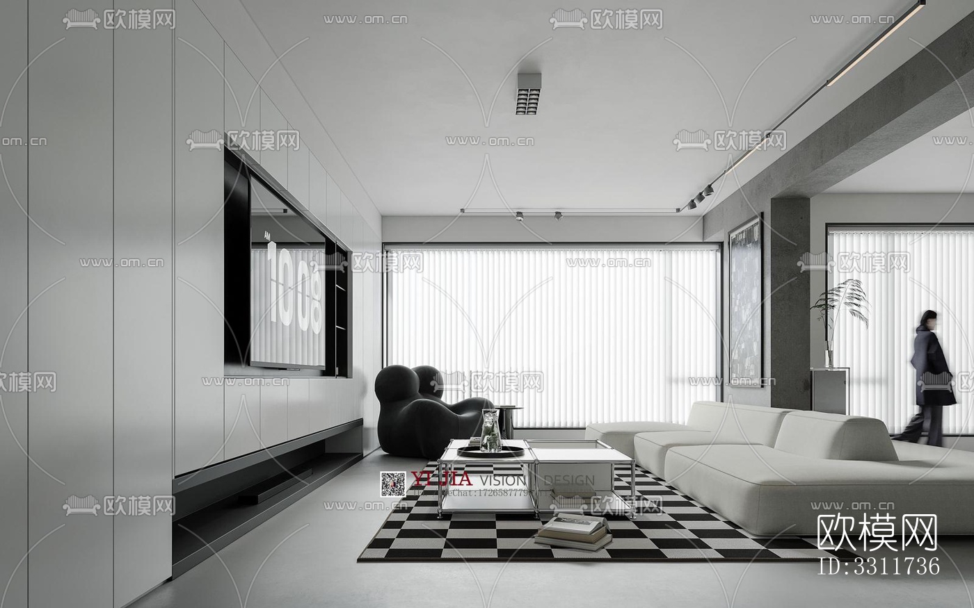 现代客餐厅效果图下载（渲染图3）