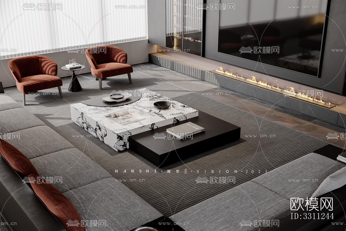 现代客餐厅效果图下载（渲染图7）