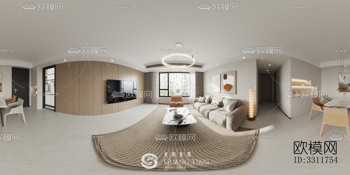 现代客餐厅效果图下载（渲染图5）