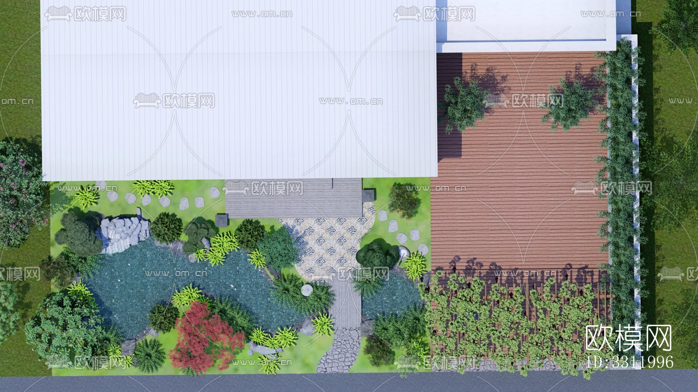 日式阳台花园效果图下载（渲染图3）