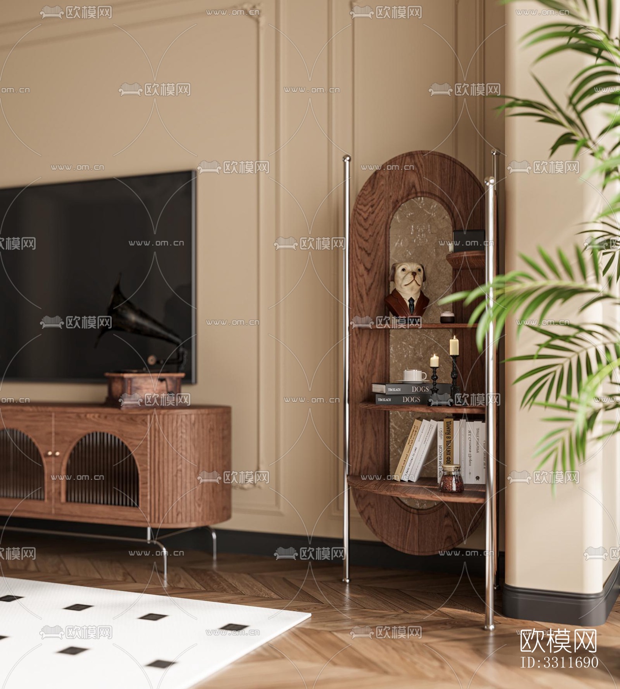 现代客餐厅效果图下载（渲染图1）