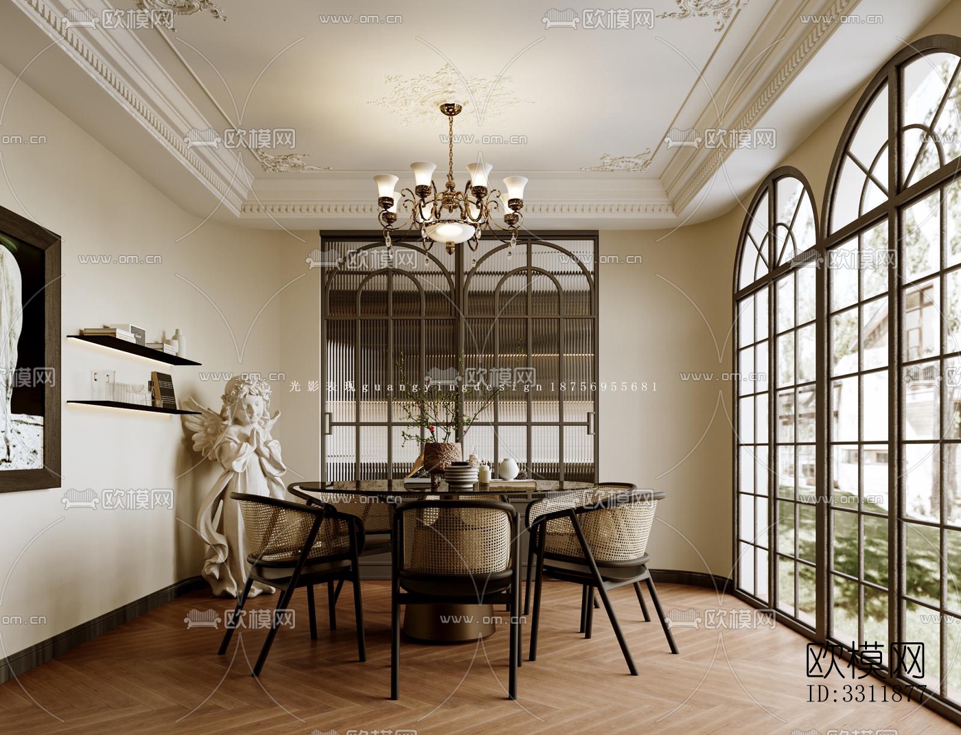 现代客餐厅效果图下载（渲染图3）