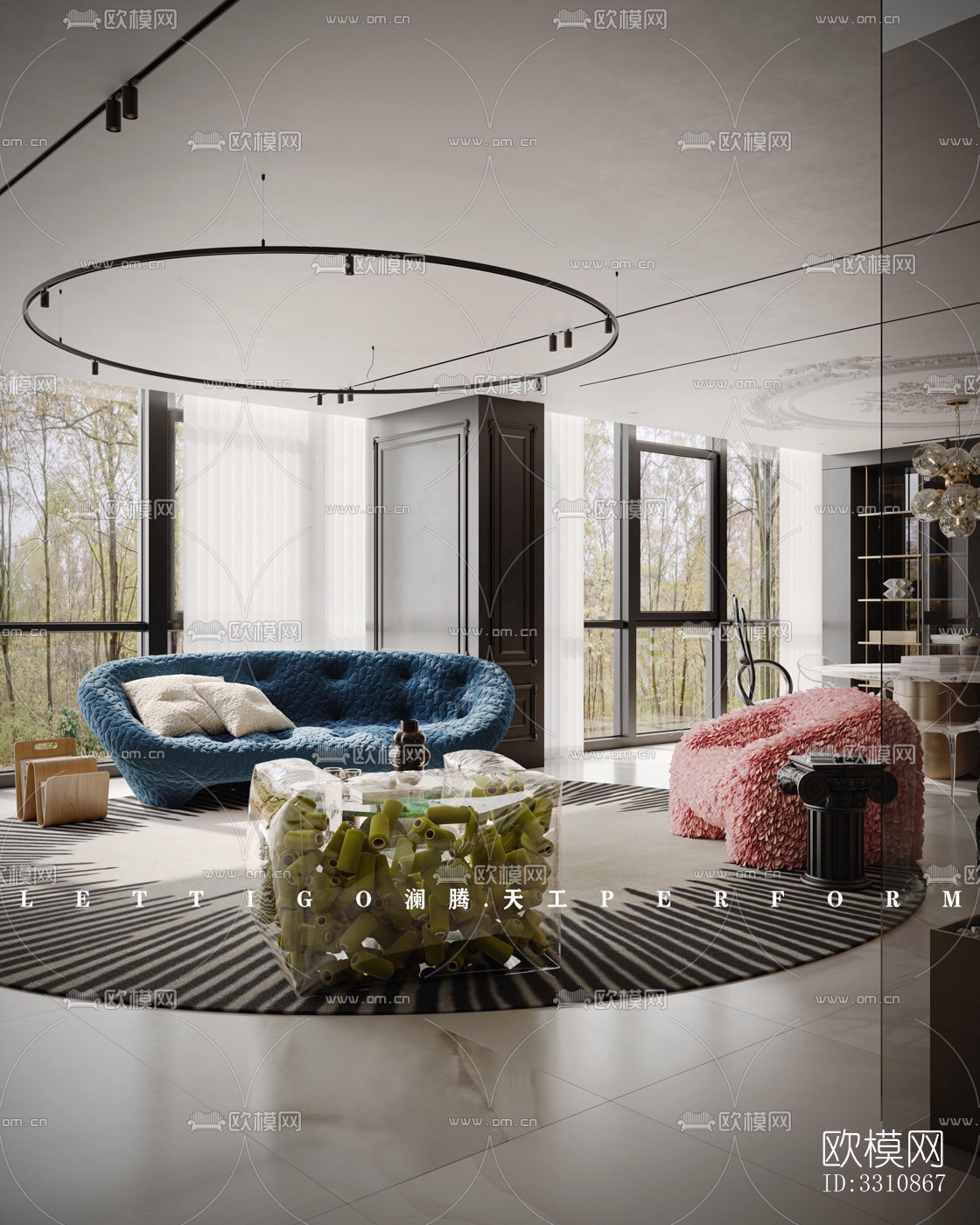 现代客餐厅效果图下载（渲染图2）