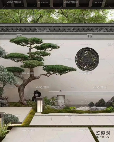 新中式陽臺花園效果圖下載(渲染圖1)