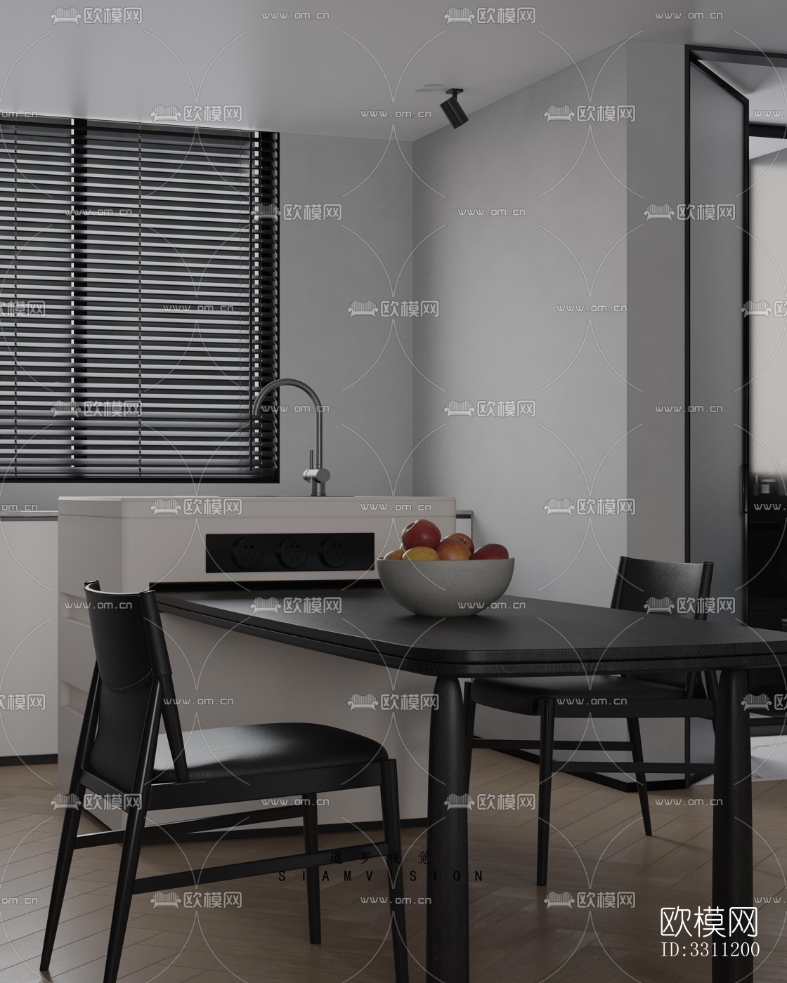 现代客餐厅效果图下载（渲染图11）