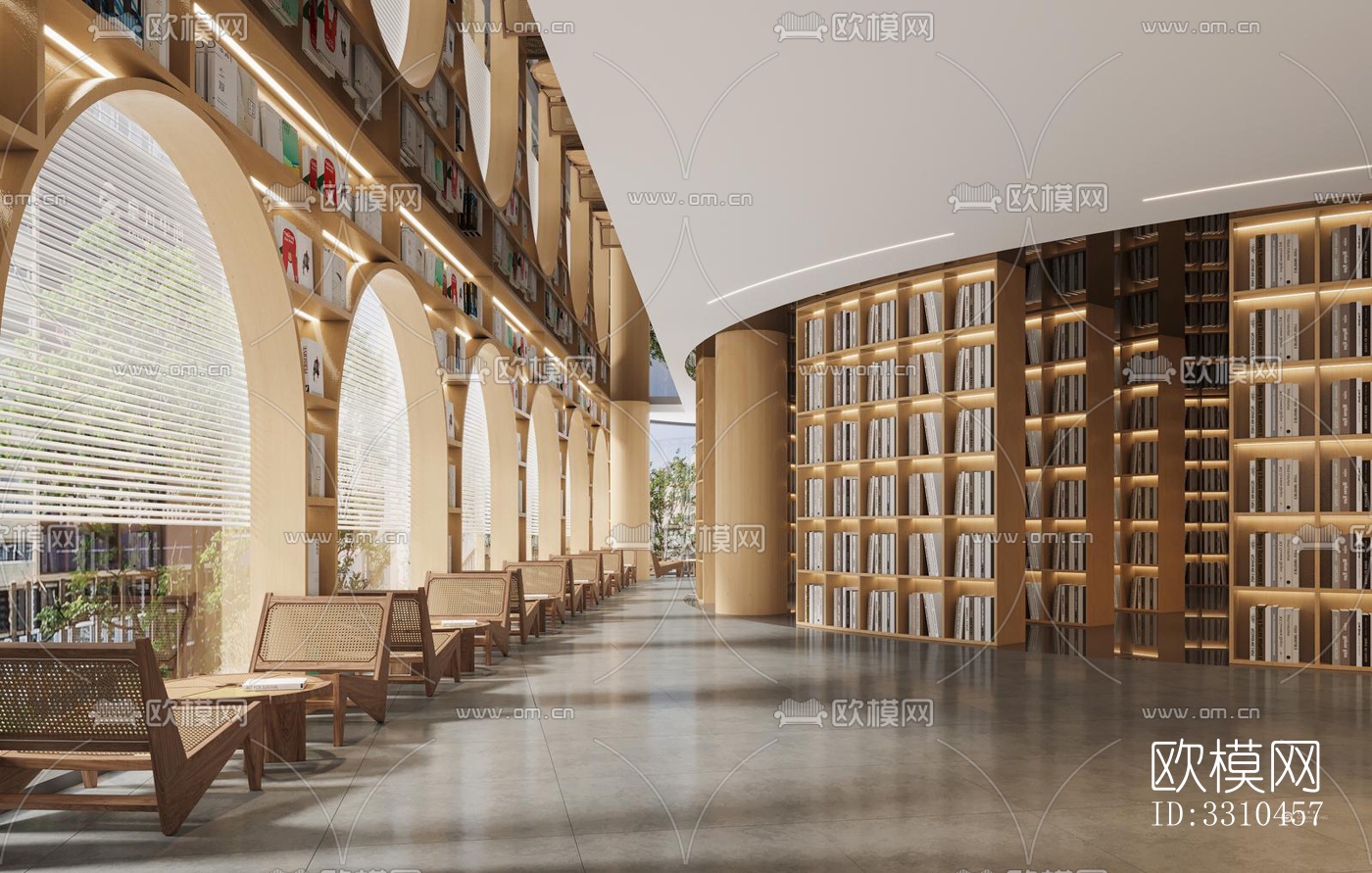 现代图书馆效果图下载（渲染图2）