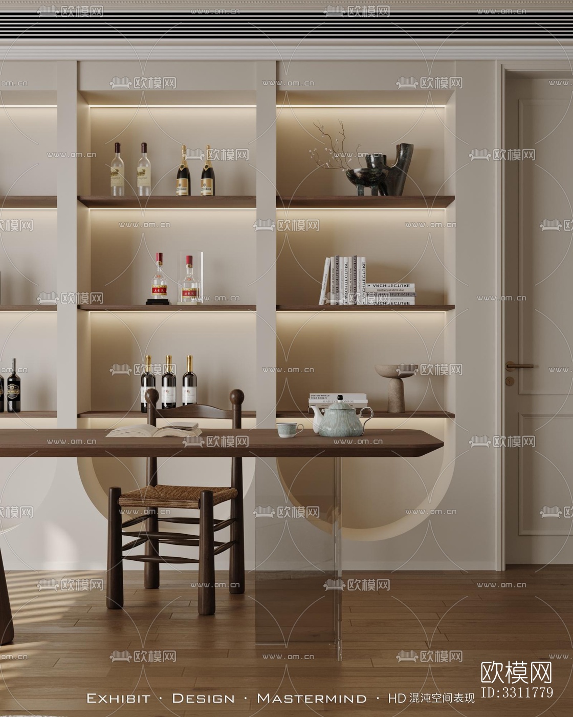 现代客餐厅效果图下载（渲染图2）