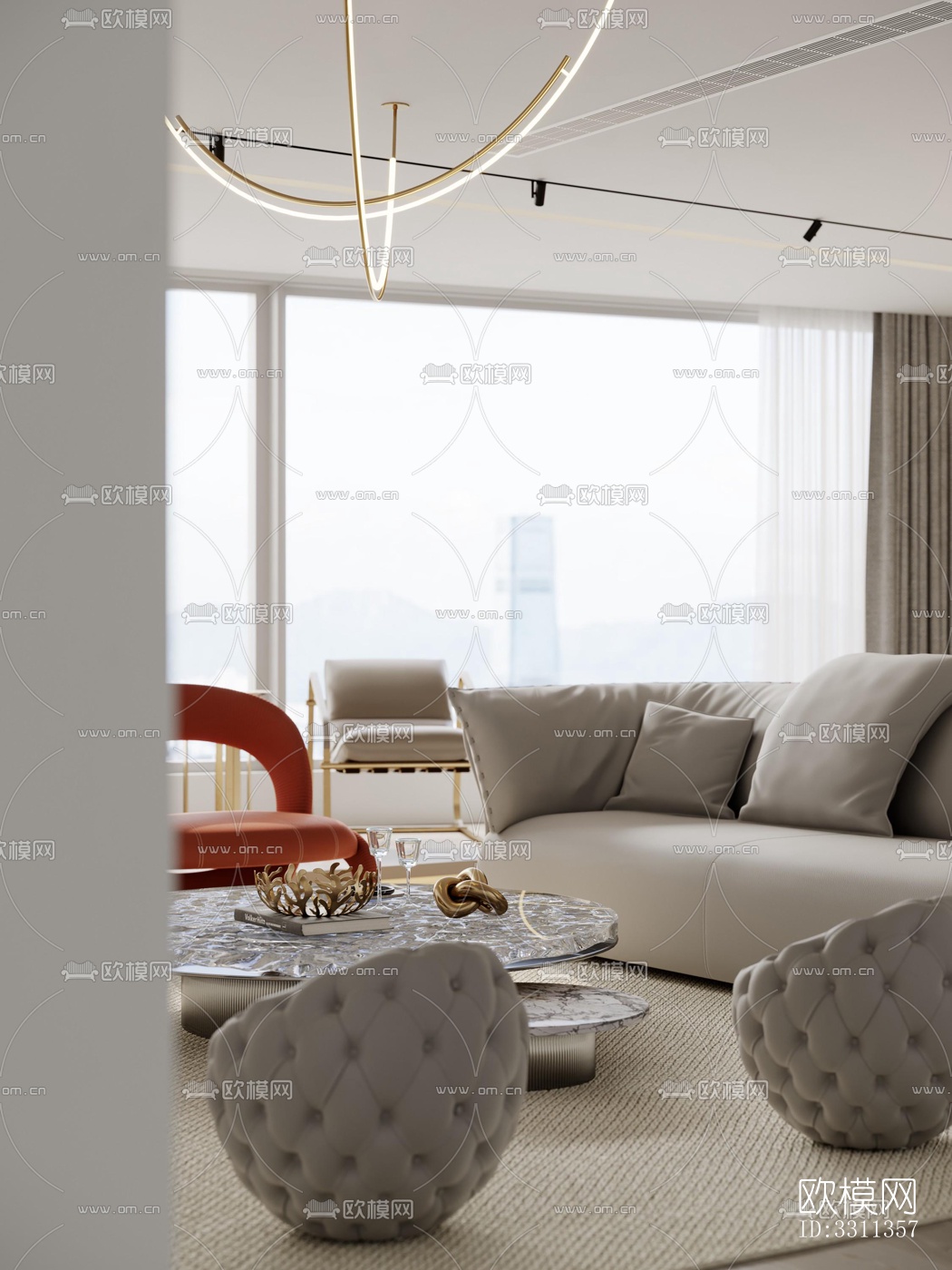 现代客餐厅效果图下载（渲染图4）