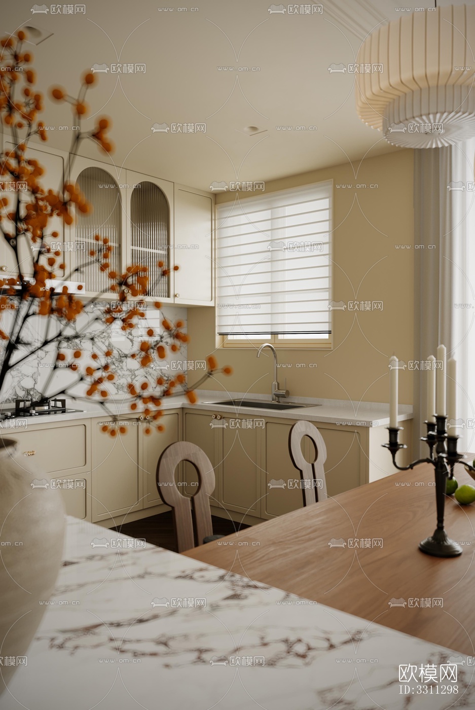 现代客餐厅效果图下载（渲染图2）