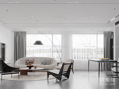 现代客餐厅效果图下载（渲染图4）