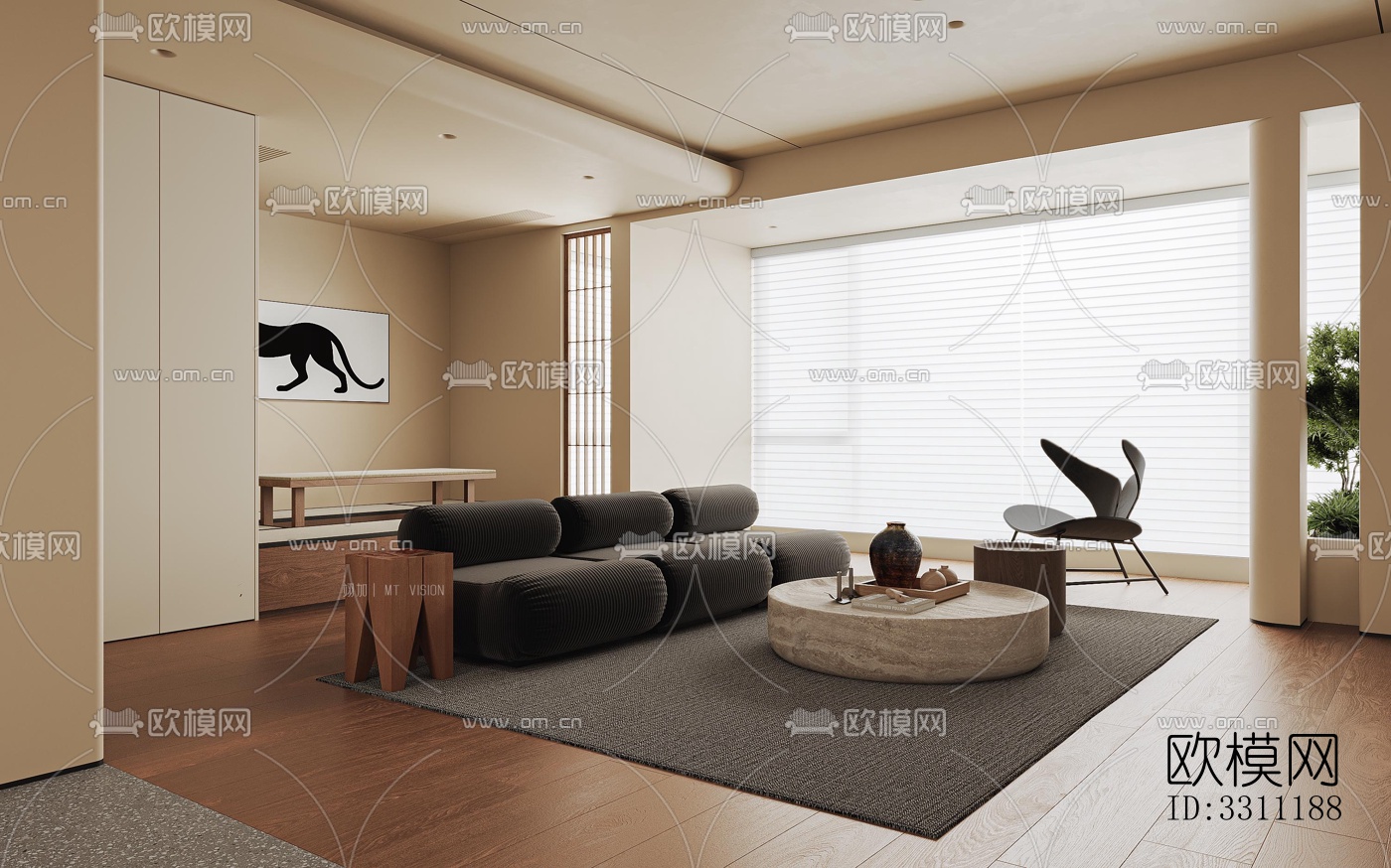 现代客餐厅效果图下载（渲染图1）