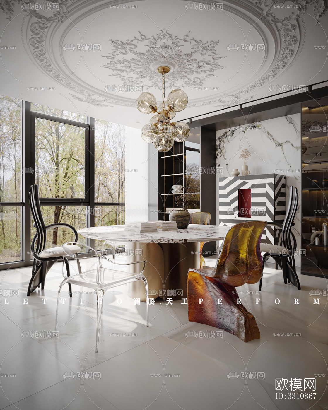现代客餐厅效果图下载（渲染图8）