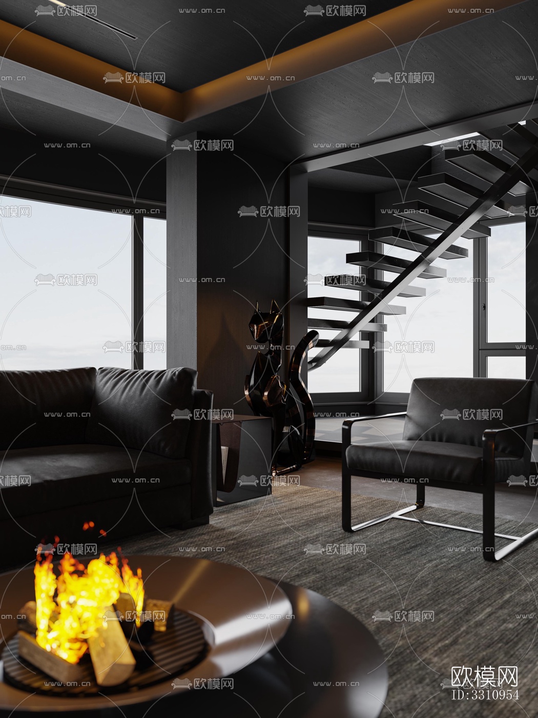 现代客餐厅效果图下载（渲染图7）