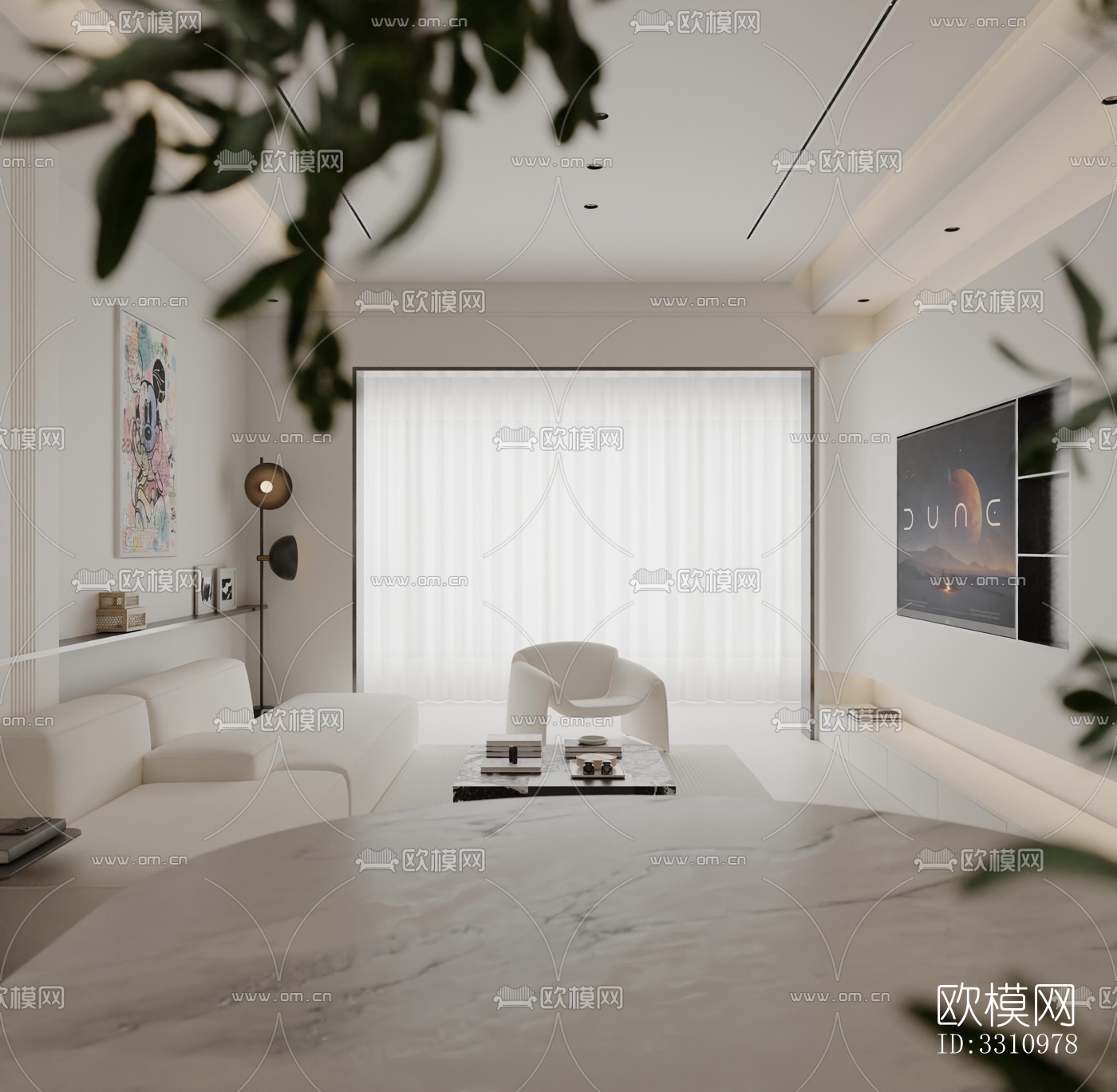 现代客餐厅效果图下载（渲染图6）