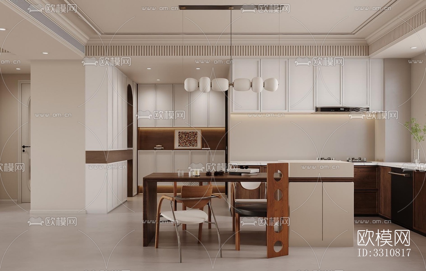 现代客餐厅效果图下载（渲染图4）