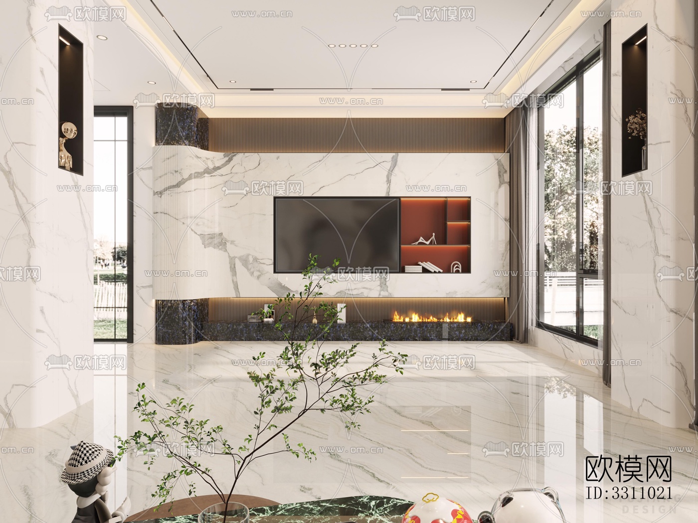 现代客餐厅效果图下载（渲染图6）