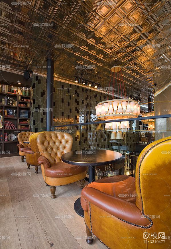 美式图书馆效果图下载（渲染图6）