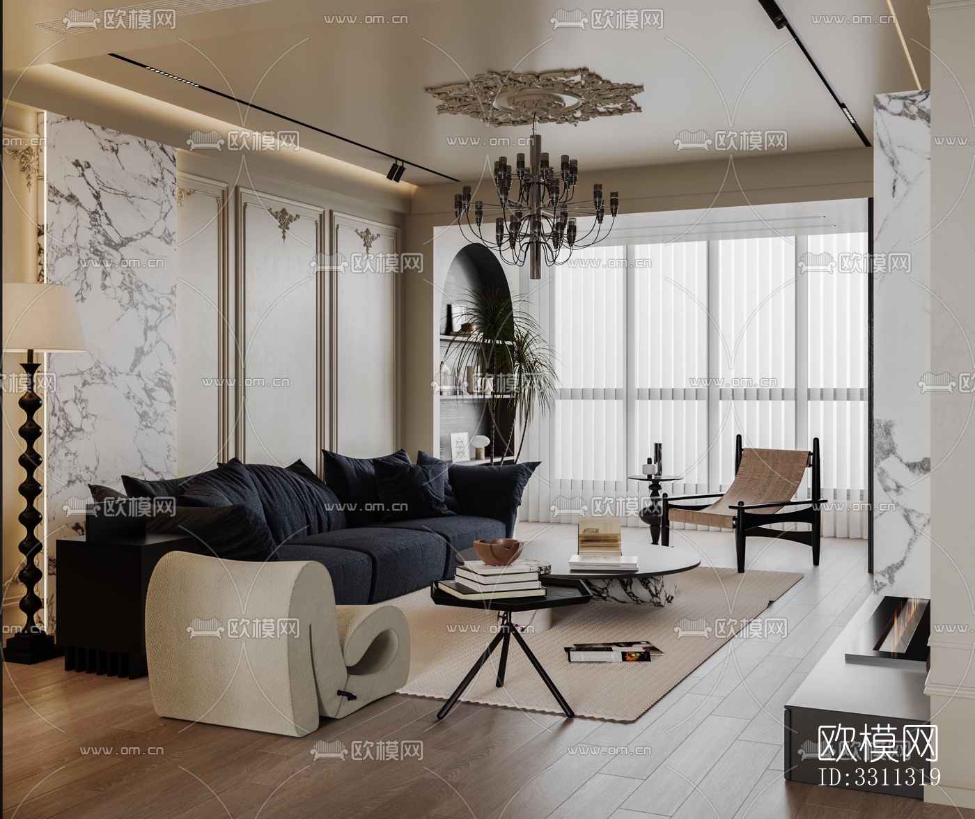 现代客餐厅效果图下载（渲染图4）