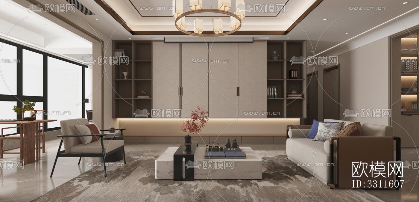 现代客餐厅效果图下载（渲染图4）