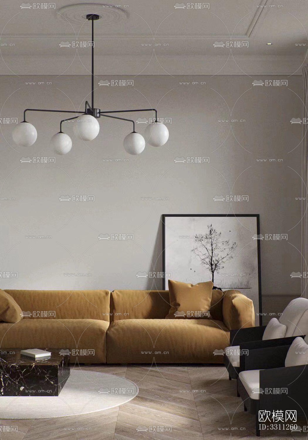 现代客餐厅效果图下载（渲染图3）