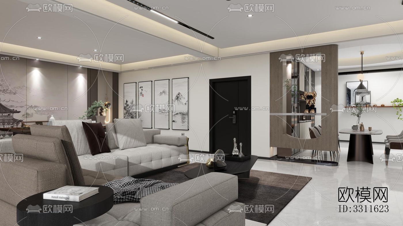 现代客餐厅效果图下载（渲染图3）