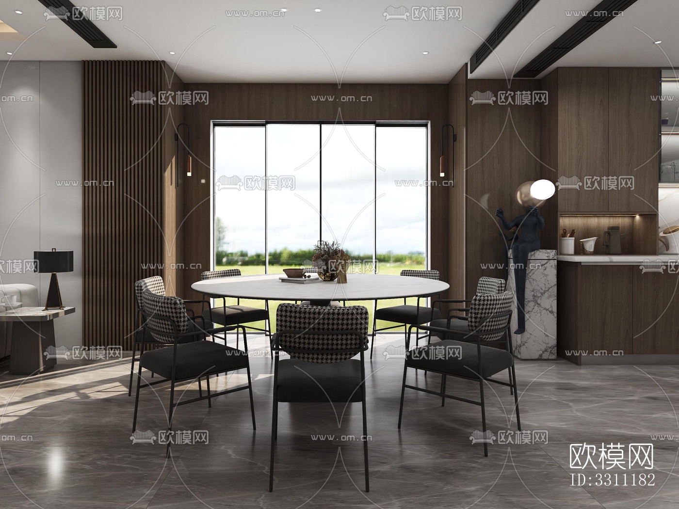 现代客餐厅效果图下载（渲染图3）