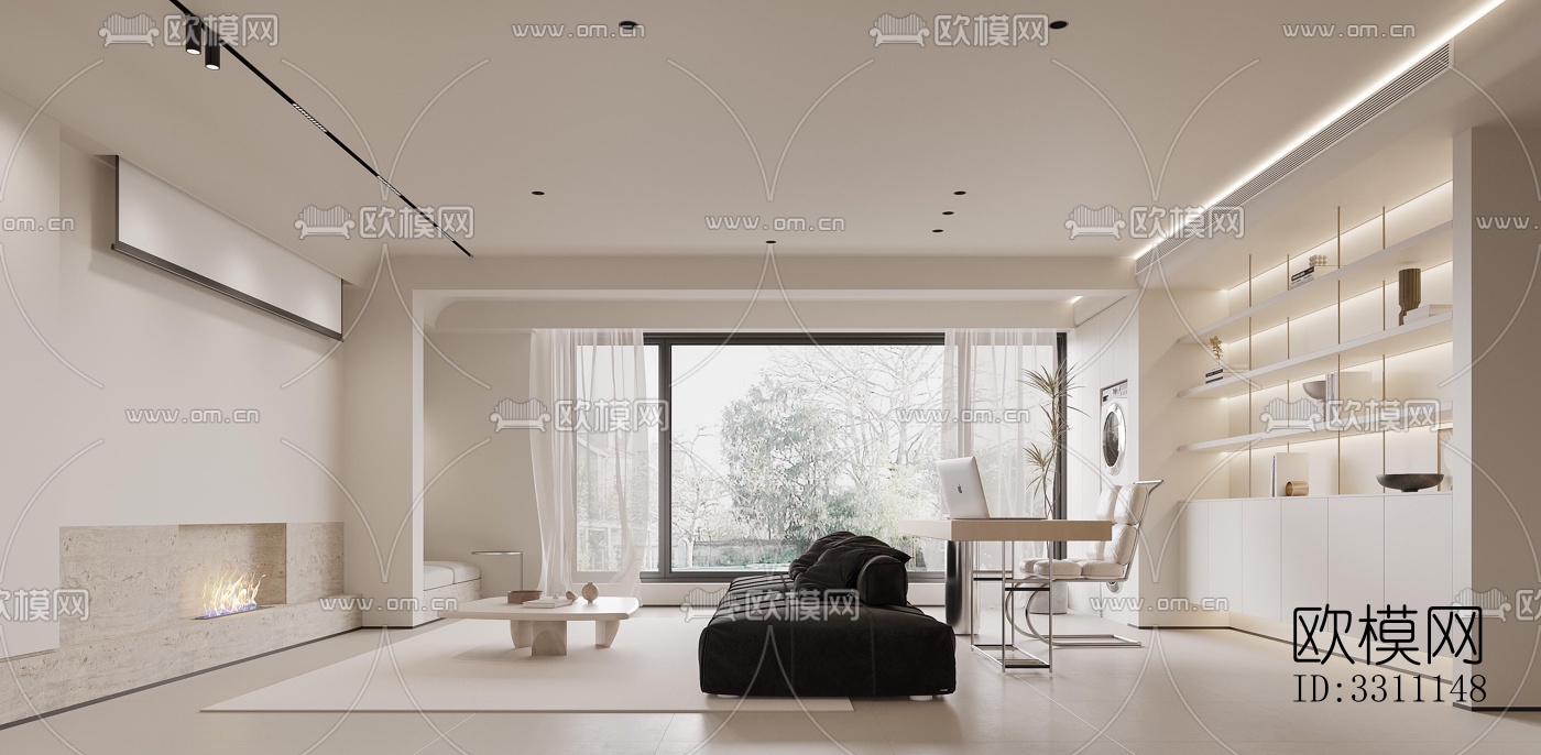 现代客餐厅效果图下载（渲染图3）