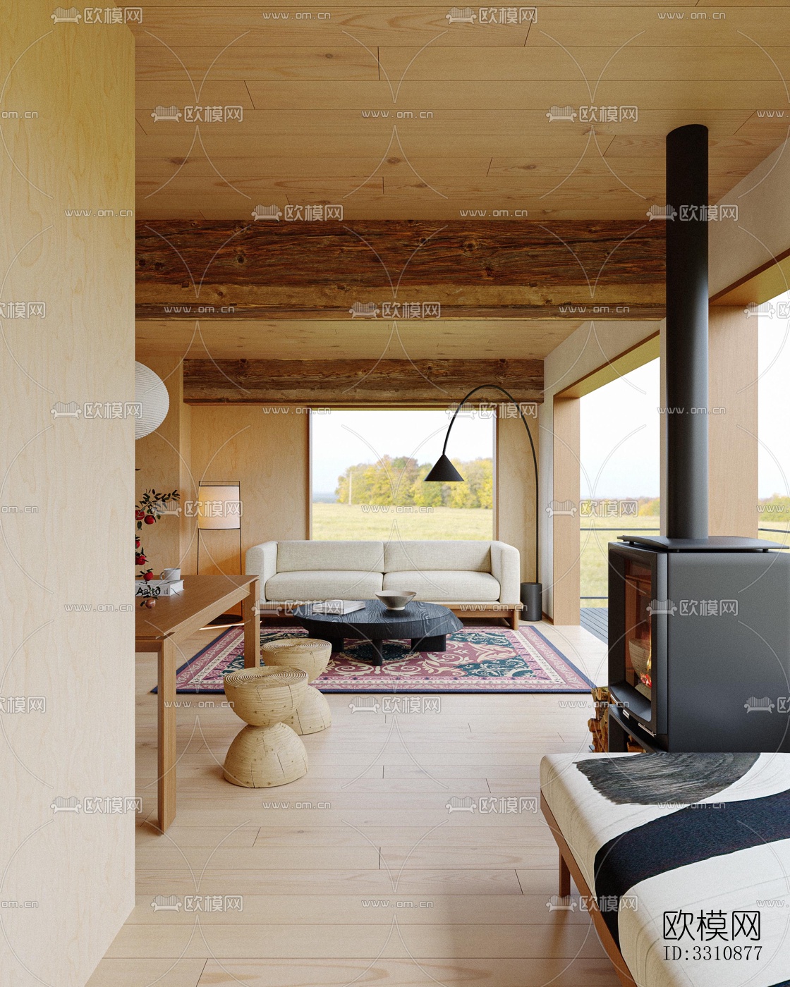 现代客餐厅效果图下载（渲染图1）