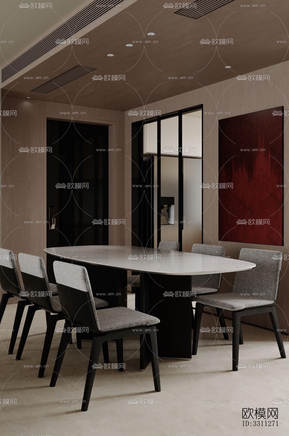 现代客餐厅效果图下载（渲染图7）