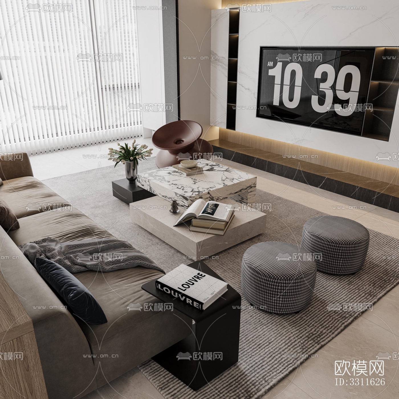 现代客餐厅效果图下载（渲染图4）