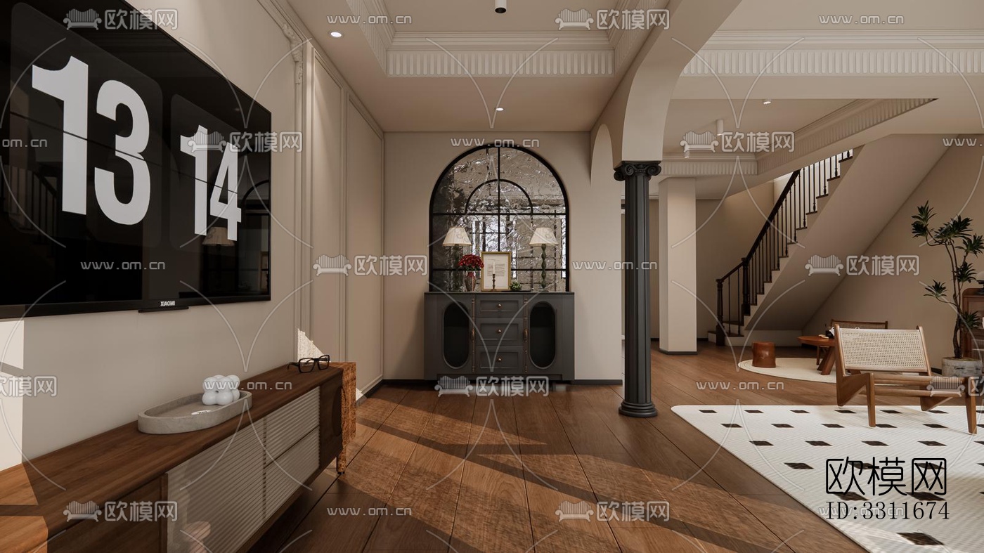 现代客餐厅效果图下载（渲染图3）