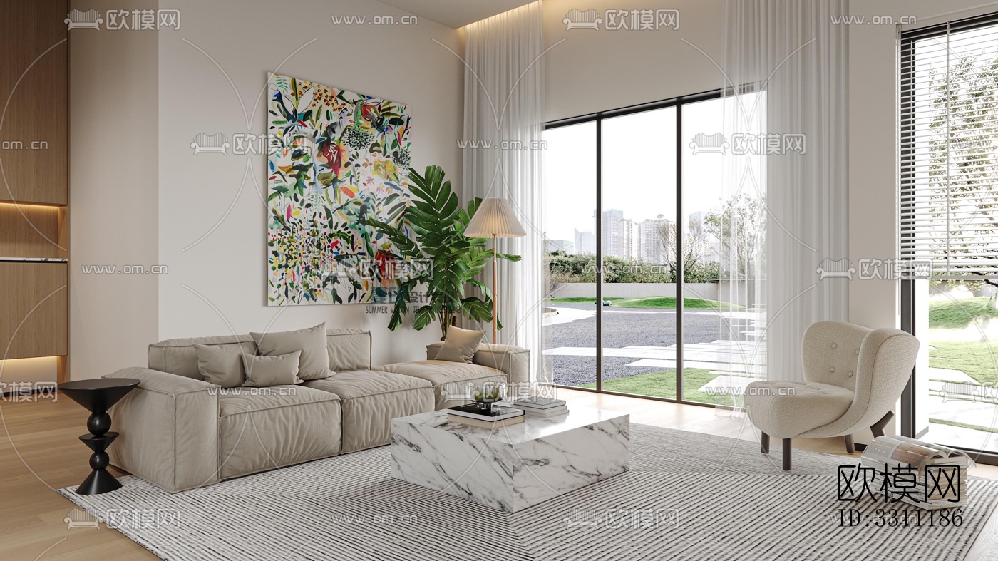 现代客餐厅效果图下载（渲染图5）